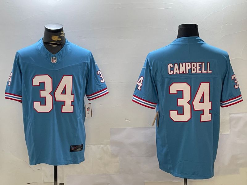 Men Tennessee Titans #34 Campbell Light Blue Throwback Three generation 2024 Nike Limited NFL Jersey style 1->tennessee titans->NFL Jersey